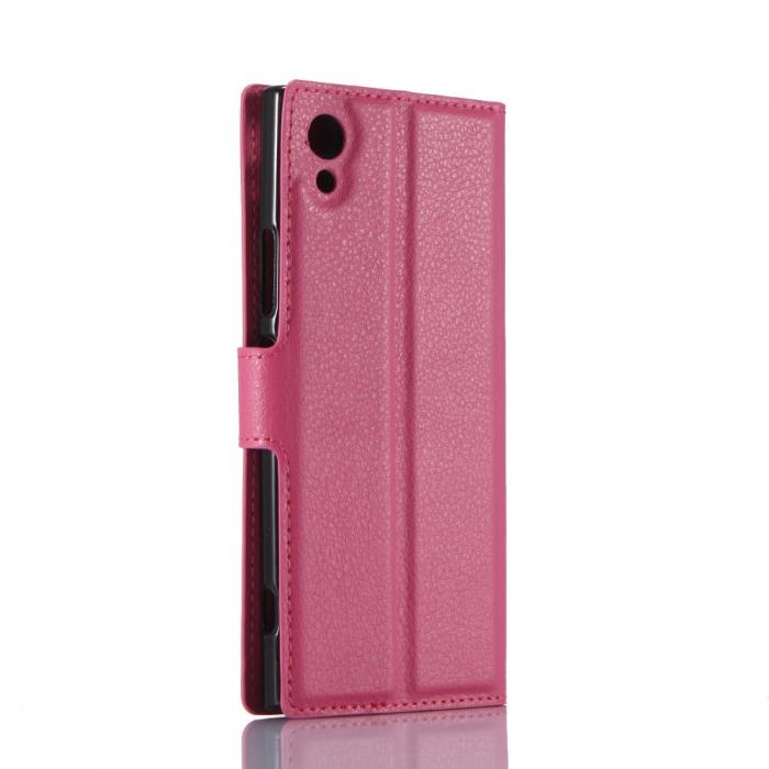 A-One Brand - Litchi Plnboksfodral till Sony Xperia XA1 - Rosa