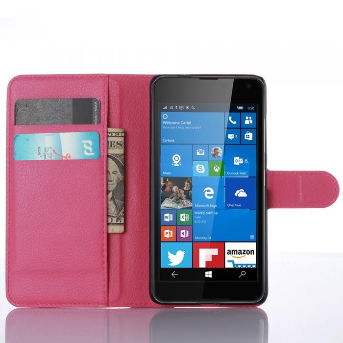 UTGATT5 - Litchi Plnboksfodral till Microsoft Lumia 650 - Mrkrosa