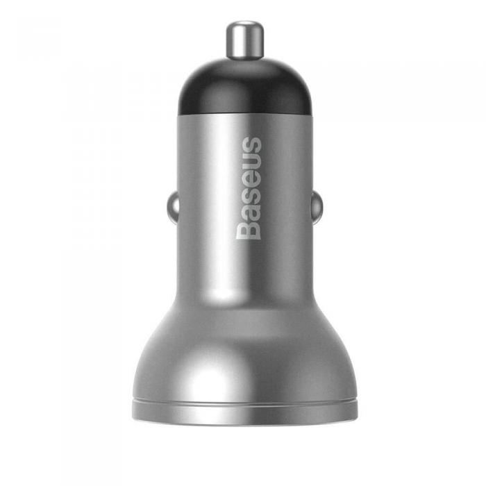 BASEUS - Baseus Digital Display Dual USB 4.8A Billaddare 24W Silver