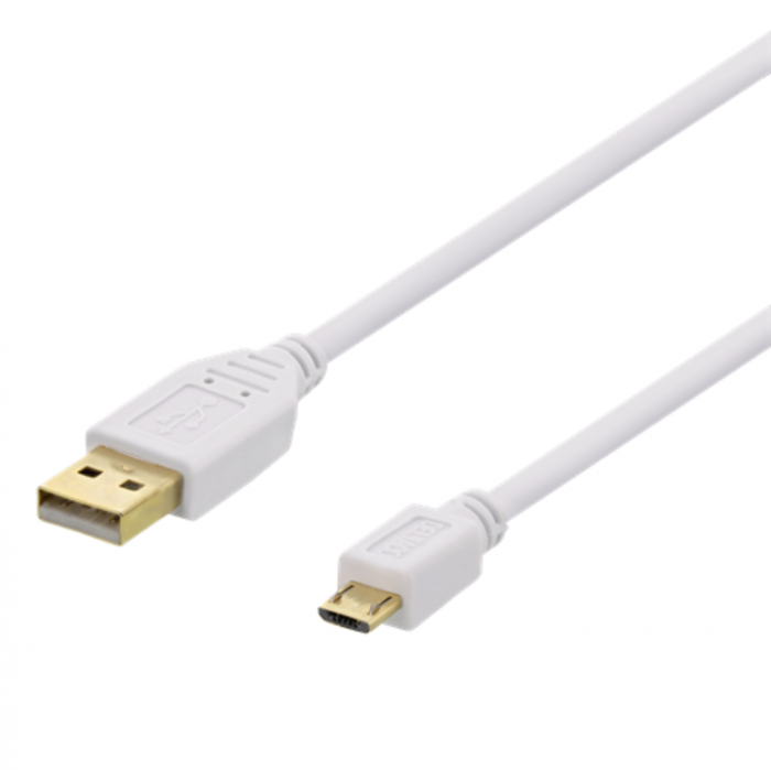 UTGATT1 - Deltaco Typ-A Till Micro USB Kabel 1m - Vit