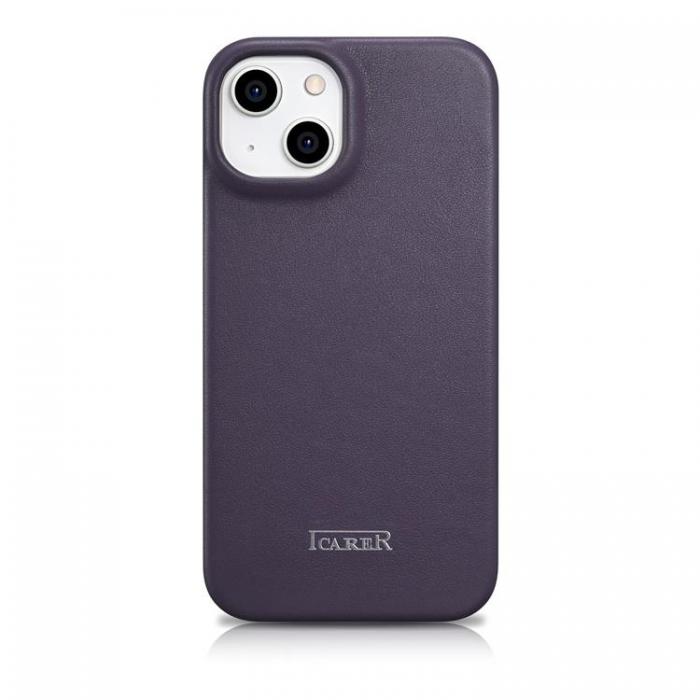ICARER - iCarer iPhone 14 Plnboksfodral Magsafe CE Lder - Morklila