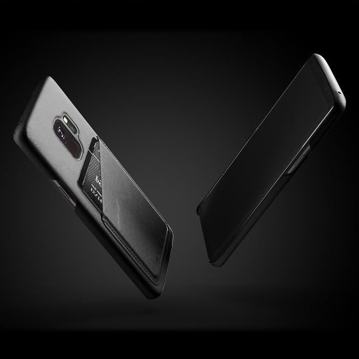UTGATT5 - Mujjo lderfodral med kortficka till Samsung Galaxy S9 - Svart
