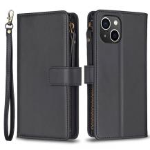 A-One Brand - iPhone 15 Plus Plånboksfodral Zipper Flip - Svart