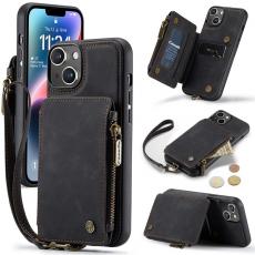 Caseme - CASEME iPhone 14 Plus Plånboksfodral C20 Zipper Kickstand - Svart