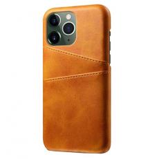 A-One Brand - iPhone 14 Pro Skal Korthållare PU Läder - Orange