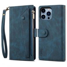 A-One Brand - iPhone 14 Pro Max Plånboksfodral Flap Zipper Strap - Blå