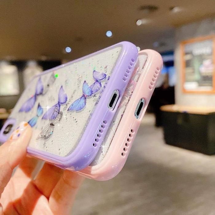UTGATT1 - Bling Star Butterfly Skal till iPhone 7/8/SE 2020 - Rosa