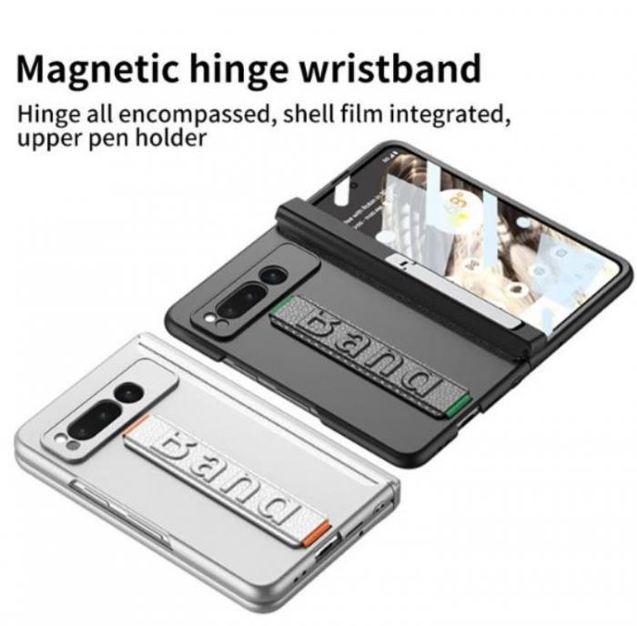 GKK - GKK Google Pixel Fold Mobilskal Wristband Kickstand Carbon - Silver