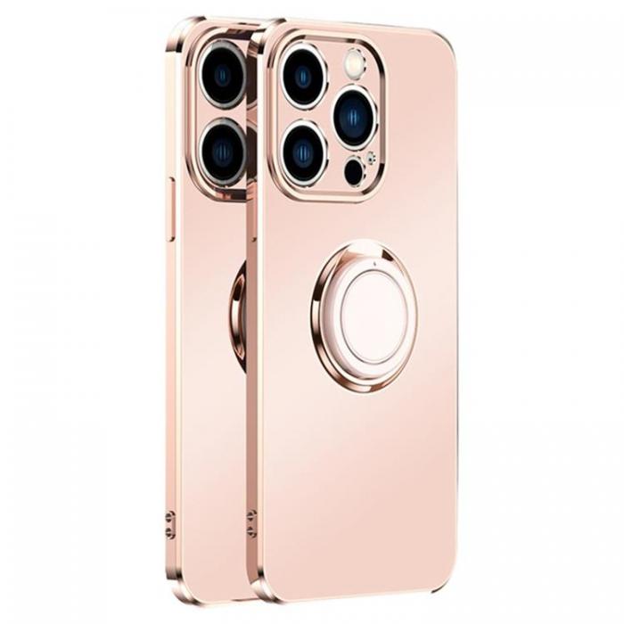A-One Brand - iPhone 14 Pro Max Skal Ringhllare Electroplating Kickstand - Rosa