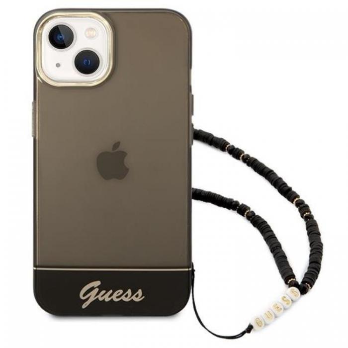 Guess - GUESS iPhone 14 Plus Skal Translucent Pearl Strap - Svart