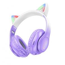 Hoco - Hoco Bluetooth On-Ear Hörlurar Cat Ear- Lila Grape