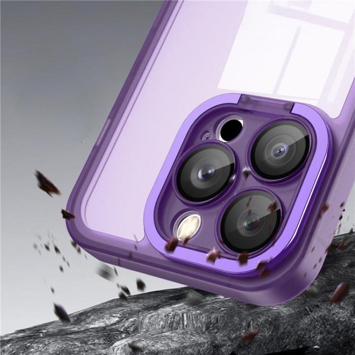 A-One Brand - iPhone 15 Pro Mobilskal Electroplating Kickstand - Lila