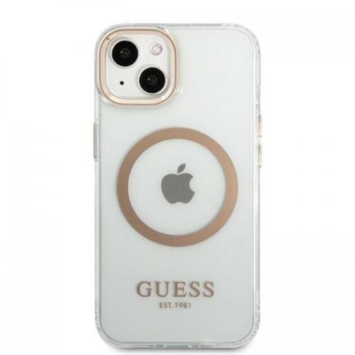Guess - Guess iPhone 13 Skal Magsafe Metal Outline - Guld