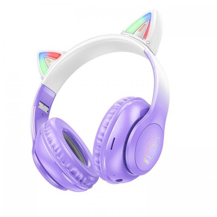 Hoco - Hoco Bluetooth On-Ear Hrlurar Cat Ear- Lila Grape