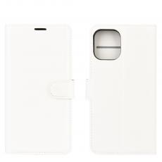 OEM - Litchi Läder Plånboksfodral iPhone 12 Mini - Vit