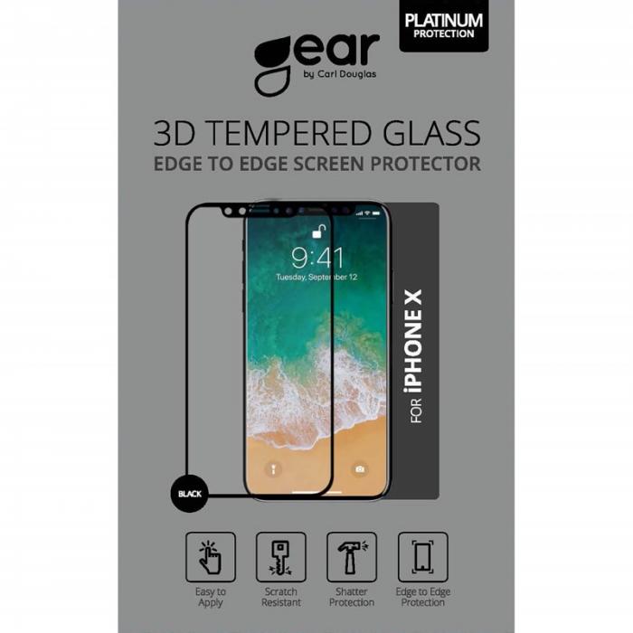 UTGATT1 - Gear Edge to Edge Hrdat Glas 3D iPhone X/Xs/11 Pro  - Svart