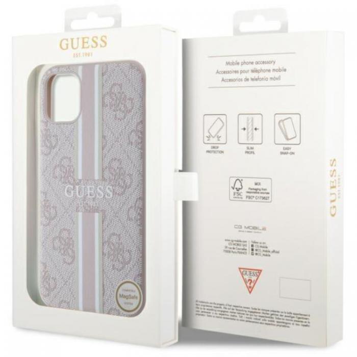 Guess - Guess iPhone 11/XR Mobilskal MagSafe 4G Printed Stripes - Rosa