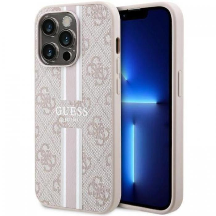 Guess - Guess iPhone 14 Pro Mobilskal MagSafe 4G Printed Stripes Rosa