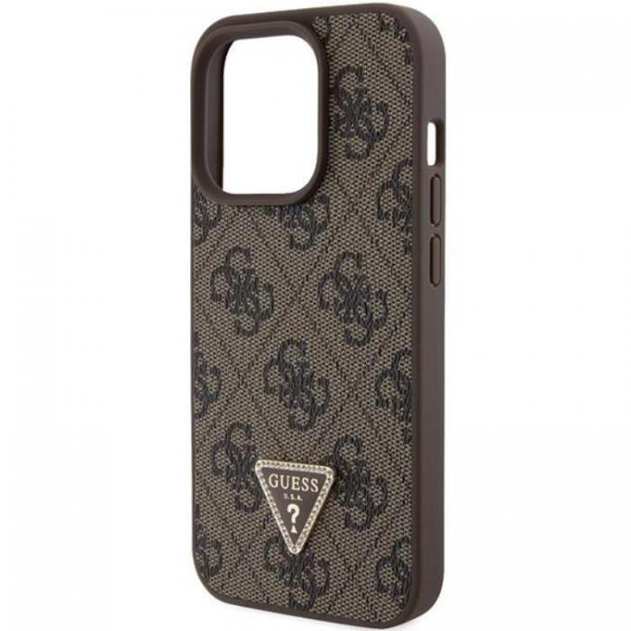 Guess - Guess iPhone 15 Pro Mobilskal 4G Triangle Strass - Brun