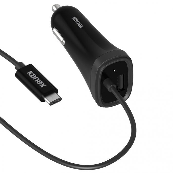 UTGATT1 - Kanex USB-C Car Charger, 1.2M - Svart
