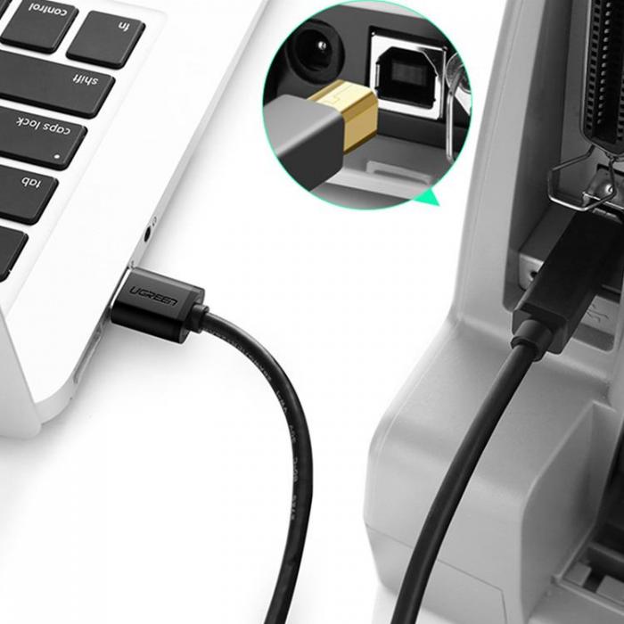 Ugreen - Ugreen Skrivare Kabel 2m USB-A Till USB-B - Svart
