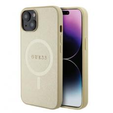 Guess - Guess iPhone 15 Plus Mobilskal Magsafe Saffiano - Guld