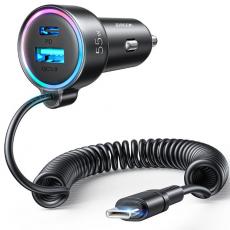 Joyroom - Joyroom 3-i-1 Snabb Billaddare 45W med USB-C Kabel 1.5m - Svart