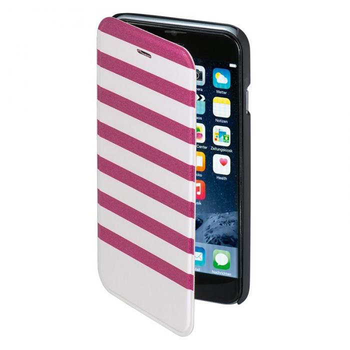 UTGATT5 - HAMA Plnboksvska DesignLine iPhone 6/6S - Stripe rosa/vit