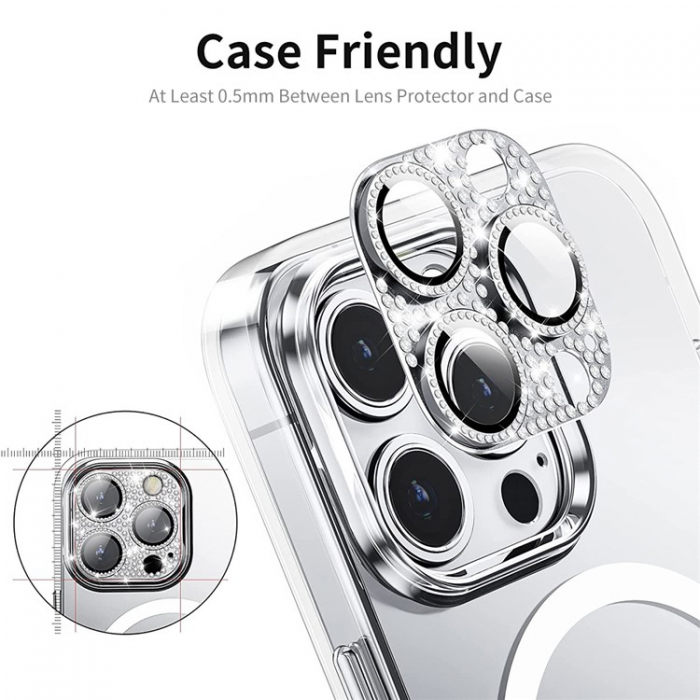 HAT PRINCE - Enkay iPhone 12 Pro Max Kameralinsskydd i Hrdat glas - Silver