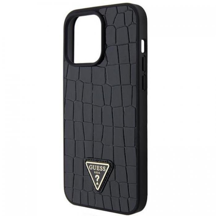 Guess - Guess iPhone 15 Pro Max Mobilskal Croco Triangle Metal Logo