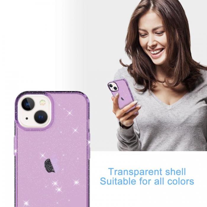 A-One Brand - iPhone 14 Plus Skal Glitter Powder - Transparent Lila