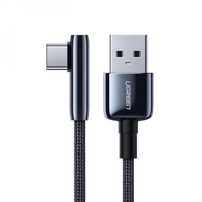 Ugreen - UGreen Snabbladdningskabel USB-A till USB-C (vinklad) 5A 3.0 0,5m Svart