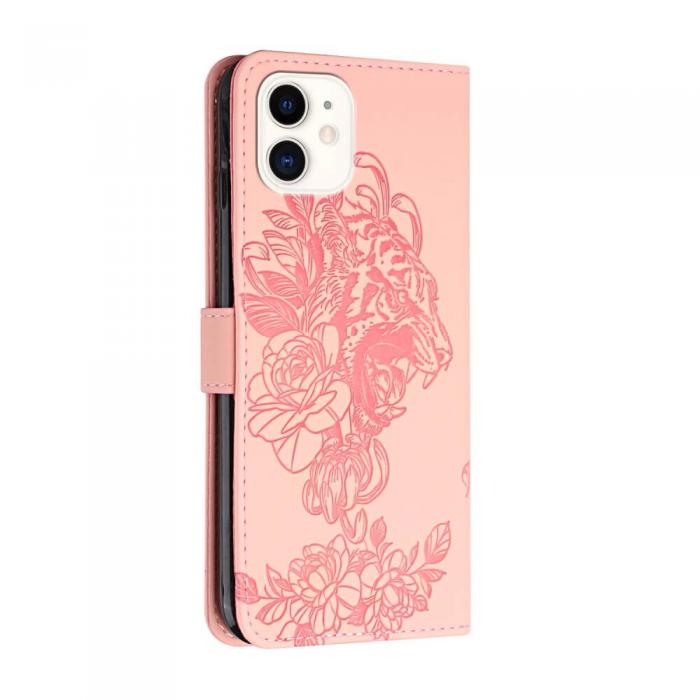 A-One Brand - Tiger Flower Plnboksfodral till iPhone 12 & 12 Pro - Rosa