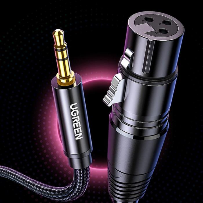 UTGATT1 - Ugreen Audio Kabel 3.5mm Mini Jack Male Till XLR Female 2m - Svart