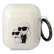 KARL LAGERFELD - KARL LAGERFELD AirPods 1/2 Skal Gliter Karl&Choupette - Clear