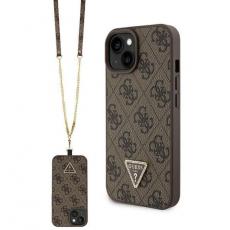 Guess - Guess iPhone 15 Plus Mobilskal Crossbody 4G Metal Logo - Brun