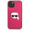 KARL LAGERFELD - Karl Lagerfeld Lder Ikonik Karl`s Head Metal Skal iPhone 13 mini - Rosa