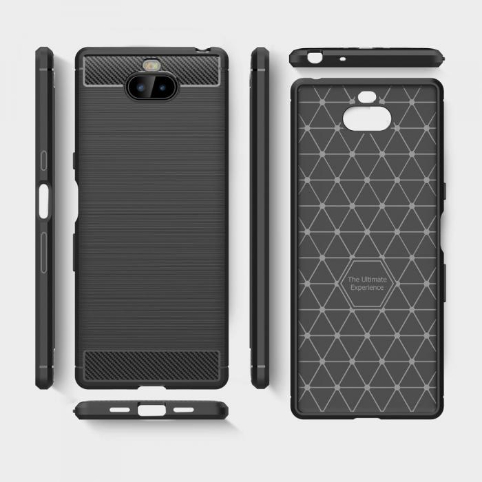 A-One Brand - Carbon Brushed Mobilskal till Sony Xperia 10 - Bl