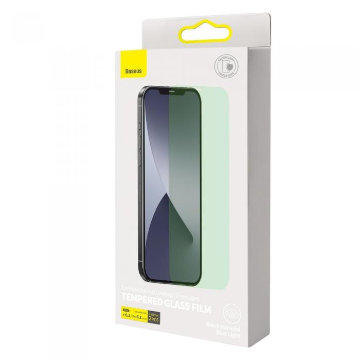 UTGATT1 - [2 PACK] Baseus 0,15 mm Hrdat glas iPhone 12 & 12 Pro Grn