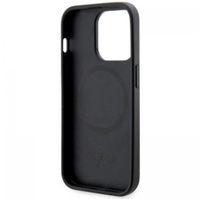 Guess - Guess iPhone 14 Pro Mobilskal MagSafe 4G Printed Stripes Svart