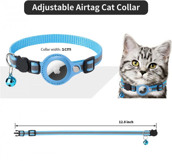 A-One Brand - Airtag Skal Cat Collar med Breakaway Bell - Bl