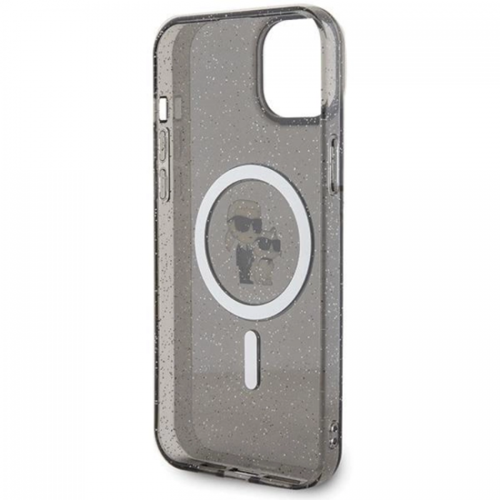 KARL LAGERFELD - KARL LAGERFELD iPhone 15 Plus Mobilskal Magsafe Glitter - Svart