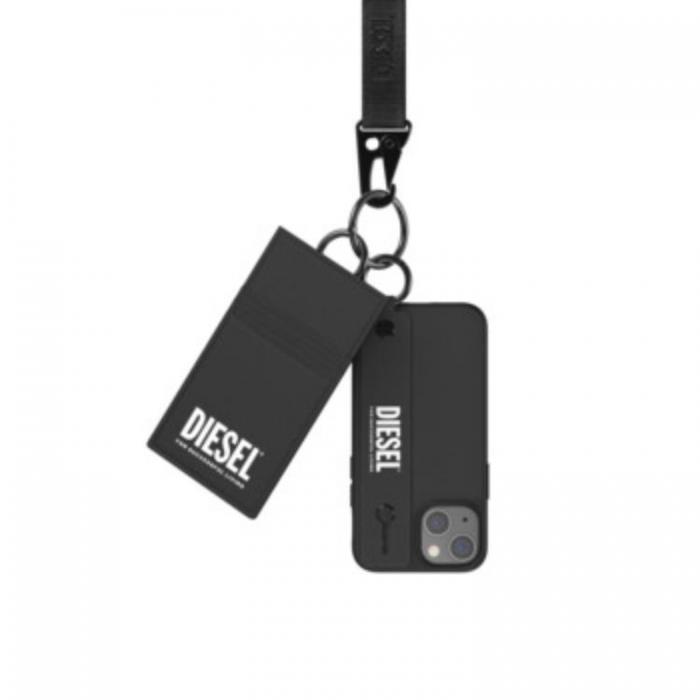 UTGATT5 - Diesel Lder Tech Chain Strap Card Pocket Handst iPhone 13 Mini - Svart/Vit
