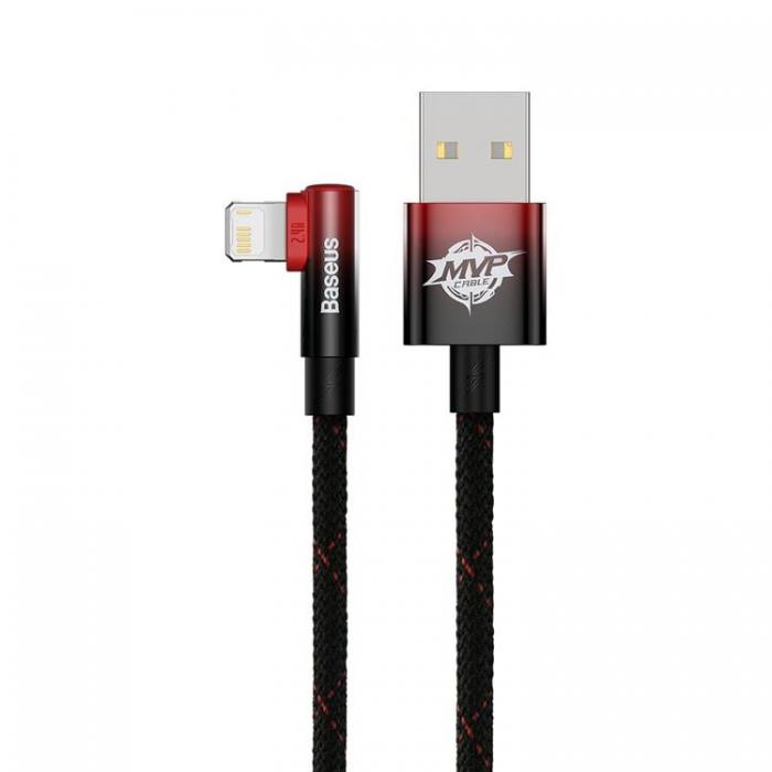 BASEUS - Baseus Elbow USB Till Lightning Kabel 1m - Svart/Rd