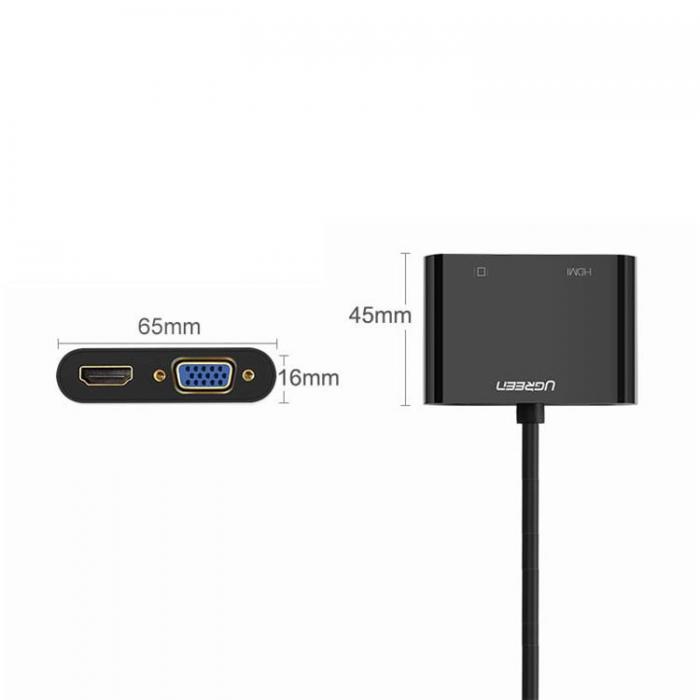 UTGATT5 - Ugreen Mini HDMI Till VGA - Svart