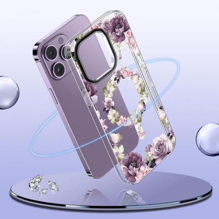 Tech-Protect - Tech-Protect iPhone 15 Pro Mobilskal Magsafe Mood - Rose Floral