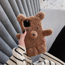OEM - Fluffy Furry Teddy Bear Skal iPhone 12 & 12 Pro - MörkBrun