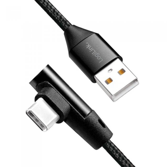 LogiLink - LogiLink Vinklad USB-C kabel USB 2.0 Max 3A 1m