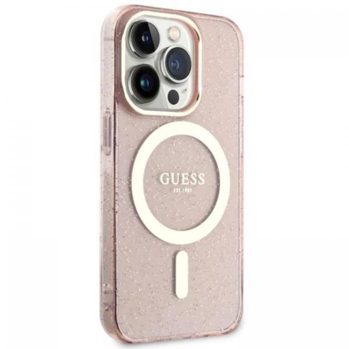 Guess - Guess iPhone 11/XR Mobilskal Magsafe Glitter Guld - Rosa