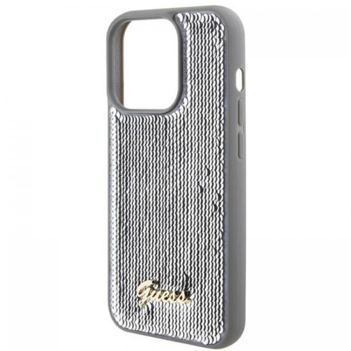 Guess - Guess iPhone 15 Pro Max Mobilskal Sequin Script Metal - Silver